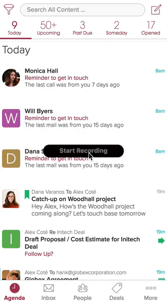 Cloze Agenda Swiping