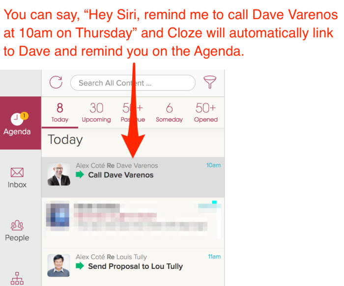 Cloze Smart Linking - Siri iCloud Reminder Example