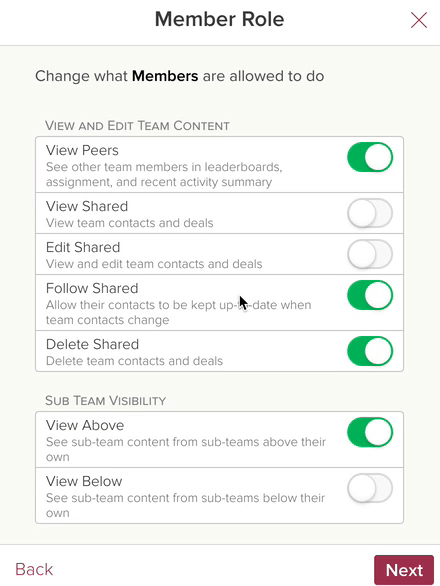 Cloze Business Platinum enterprise controls for member role