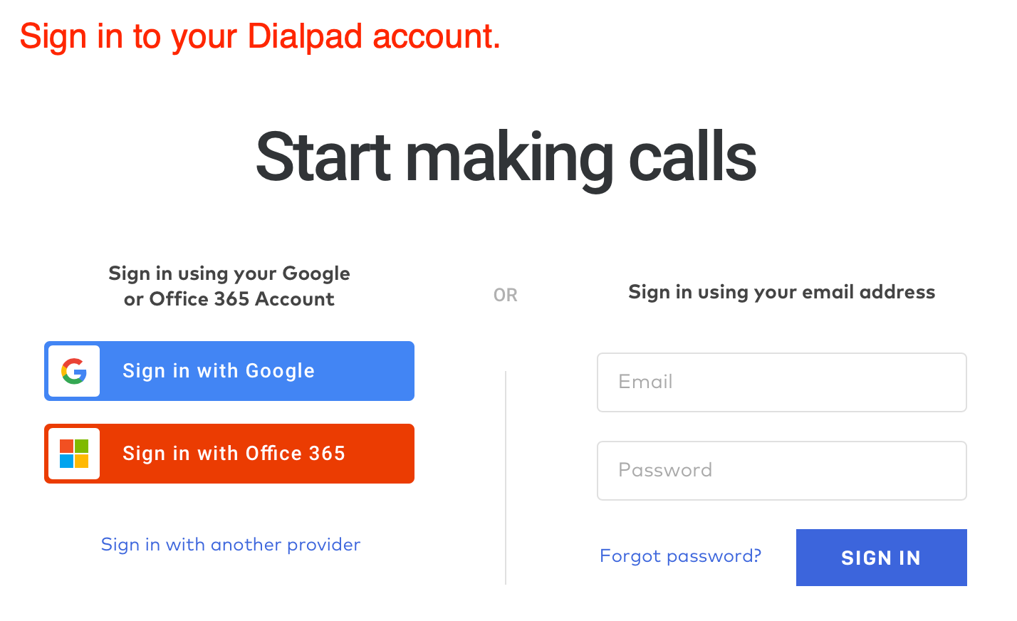 Sign in to Dialpad.
