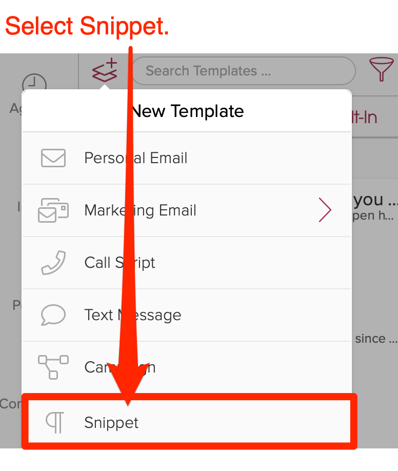 Select snippet when creating a new template in the template library. 
