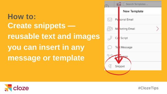 Snippets - reusable text and images you can insert in message