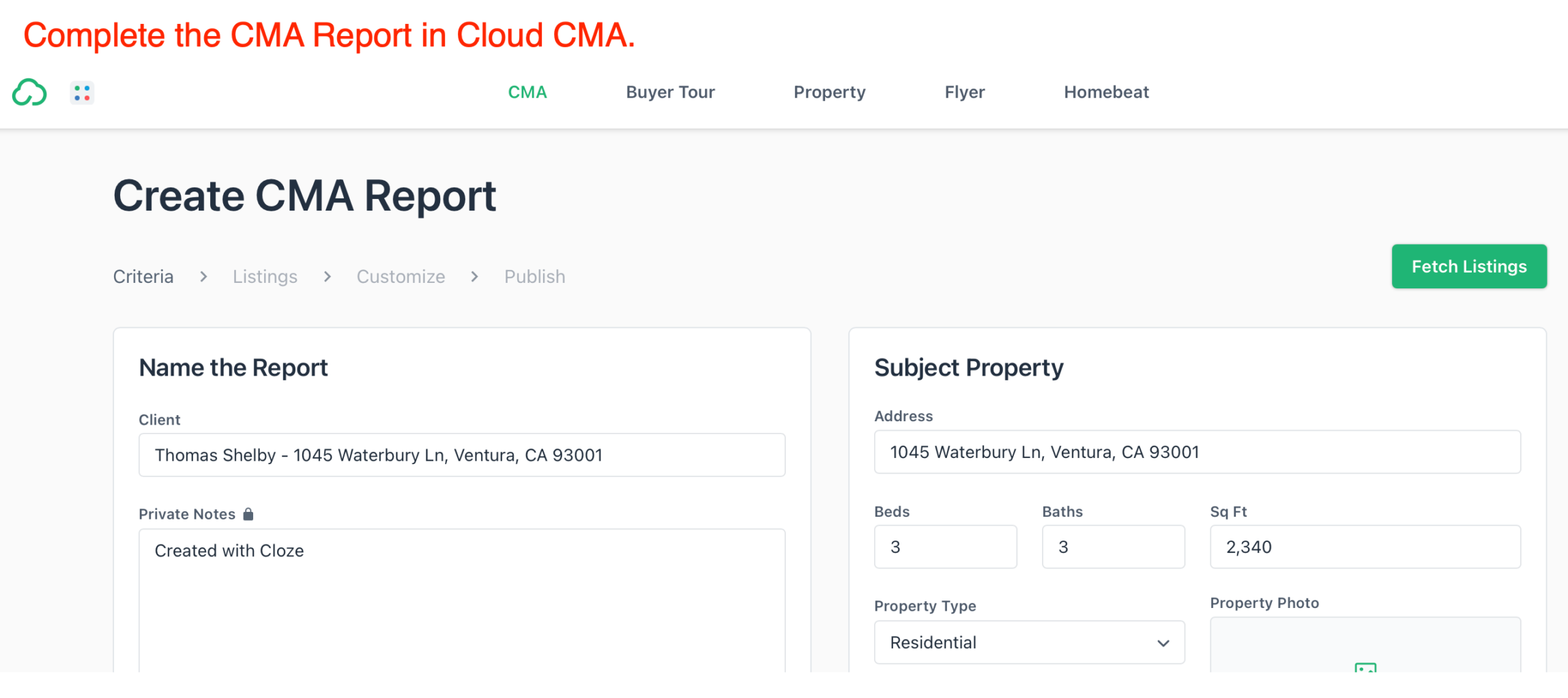 Complete the CMA report in Cloud CMA.