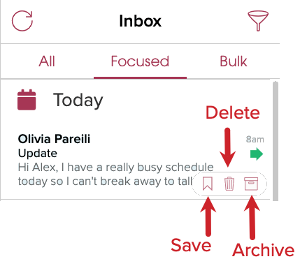 Cloze inbox hover actions
