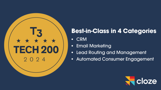 T3 Sixty Tech 200 2024 - Cloze best in class in 4 categories.